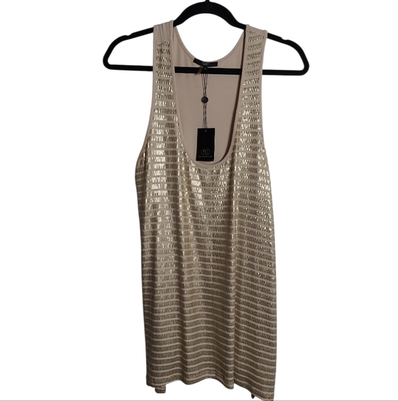 TART NWT Gold Sequin Tank Top With Cream Back Size Large - Picture 1 of 16